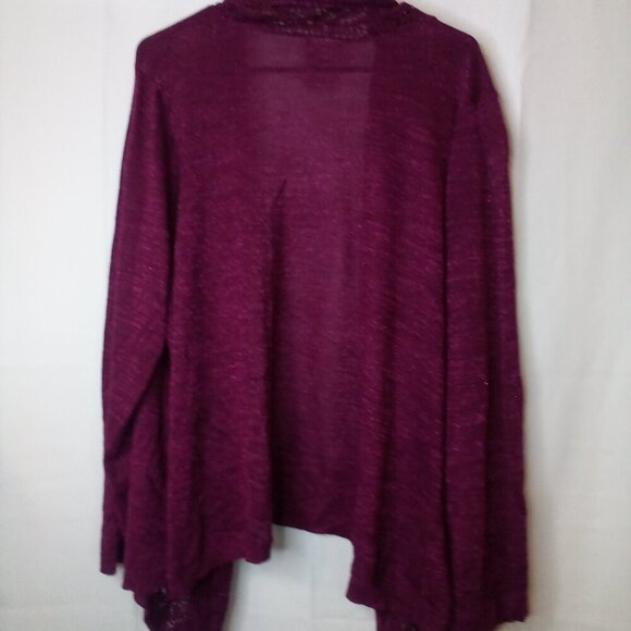 Jaclyn Smith Cardigan 3X Long Sleeve Open Front Lightweight Crochet Lace Purple - Picture 13 of 16